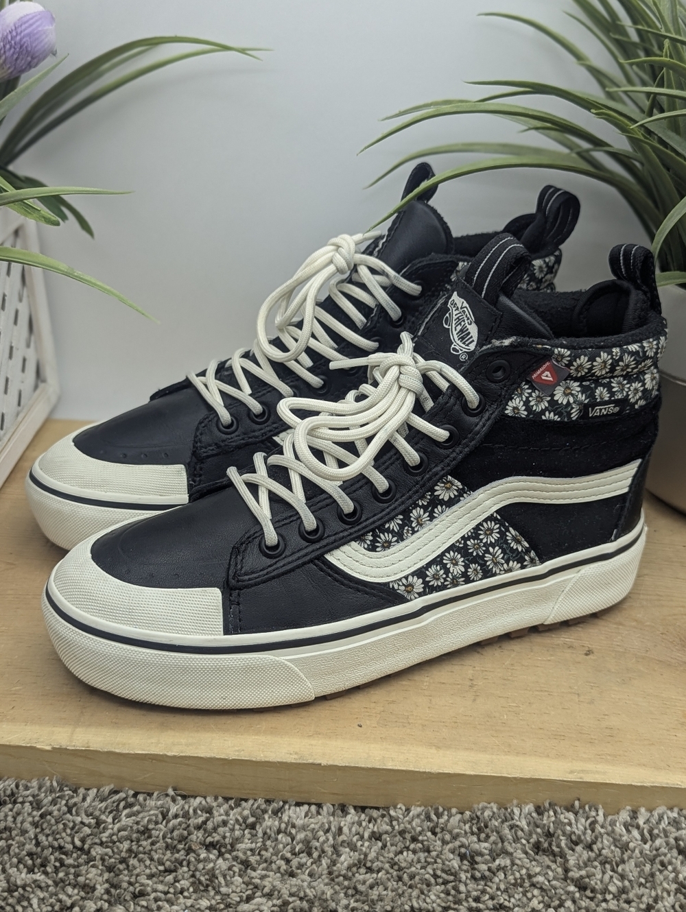 VANS SK-8 Hi MTE-2 Black Floral Boot Casual Leather Women Size 6.5 Skate